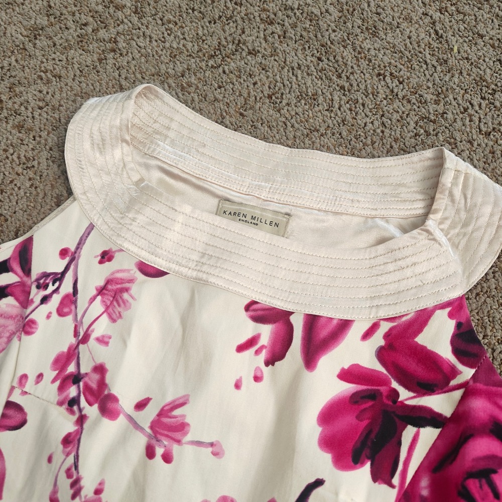 Karen Millen Floral Rose Sleeveless Halter Neck Knee Length Easter Dress US 4 - Picture 6 of 12